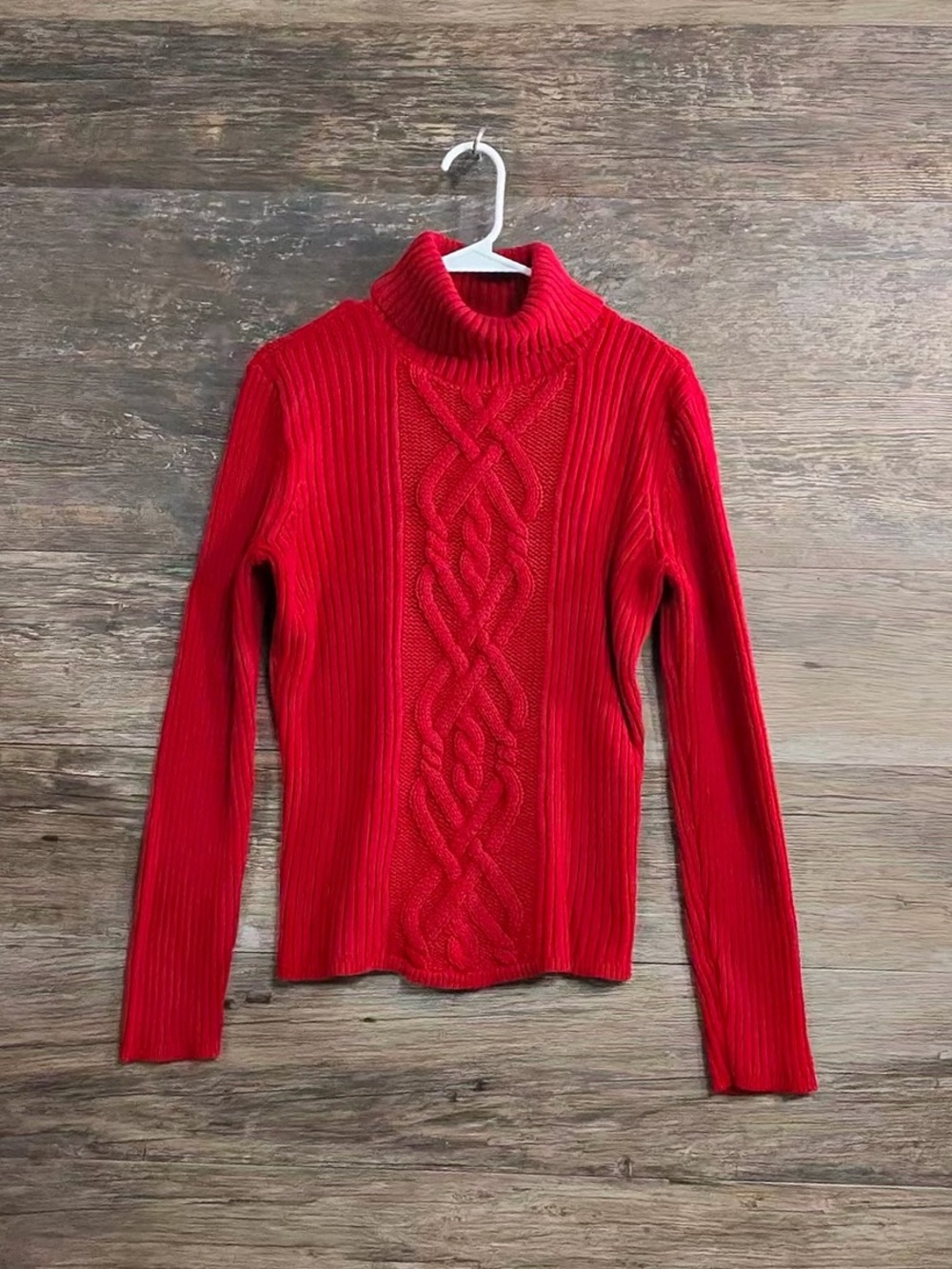 Chaps Red Cable-Knit Turtleneck Sweater